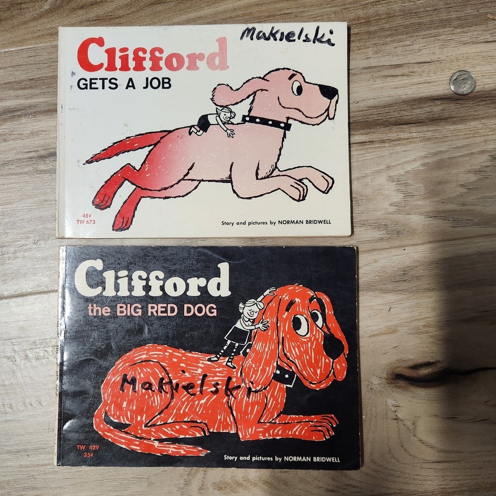 Vintage Clifford The Big Red Dog/Clifford Gets A Job Lot Of 2 Kids Books 1960s